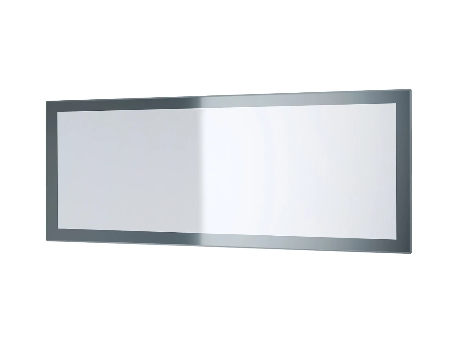 Miroir Lima, Miroir mural avec cadre de style moderne, Blanc haute brillance (139 x 55 cm)