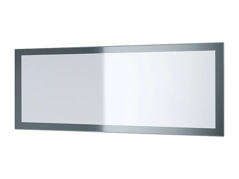 Miroir Lima, Miroir mural avec cadre de style moderne, Blanc haute brillance (139 x 55 cm)