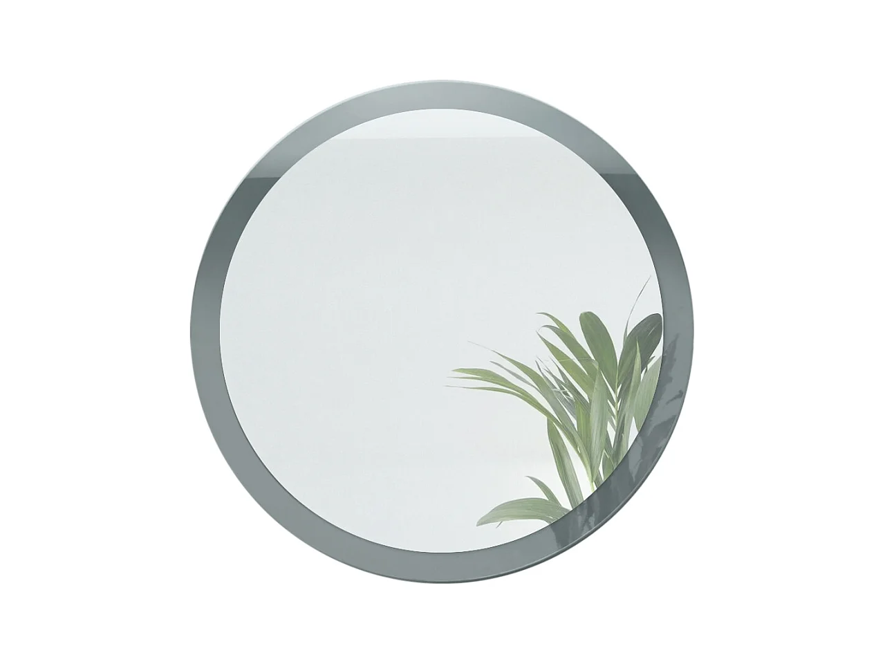 Globe Miroir 80 cm, Miroir Murale Rond Décoratif pour Couloir et Salon avec Cadre en MDF en gris haute brillance