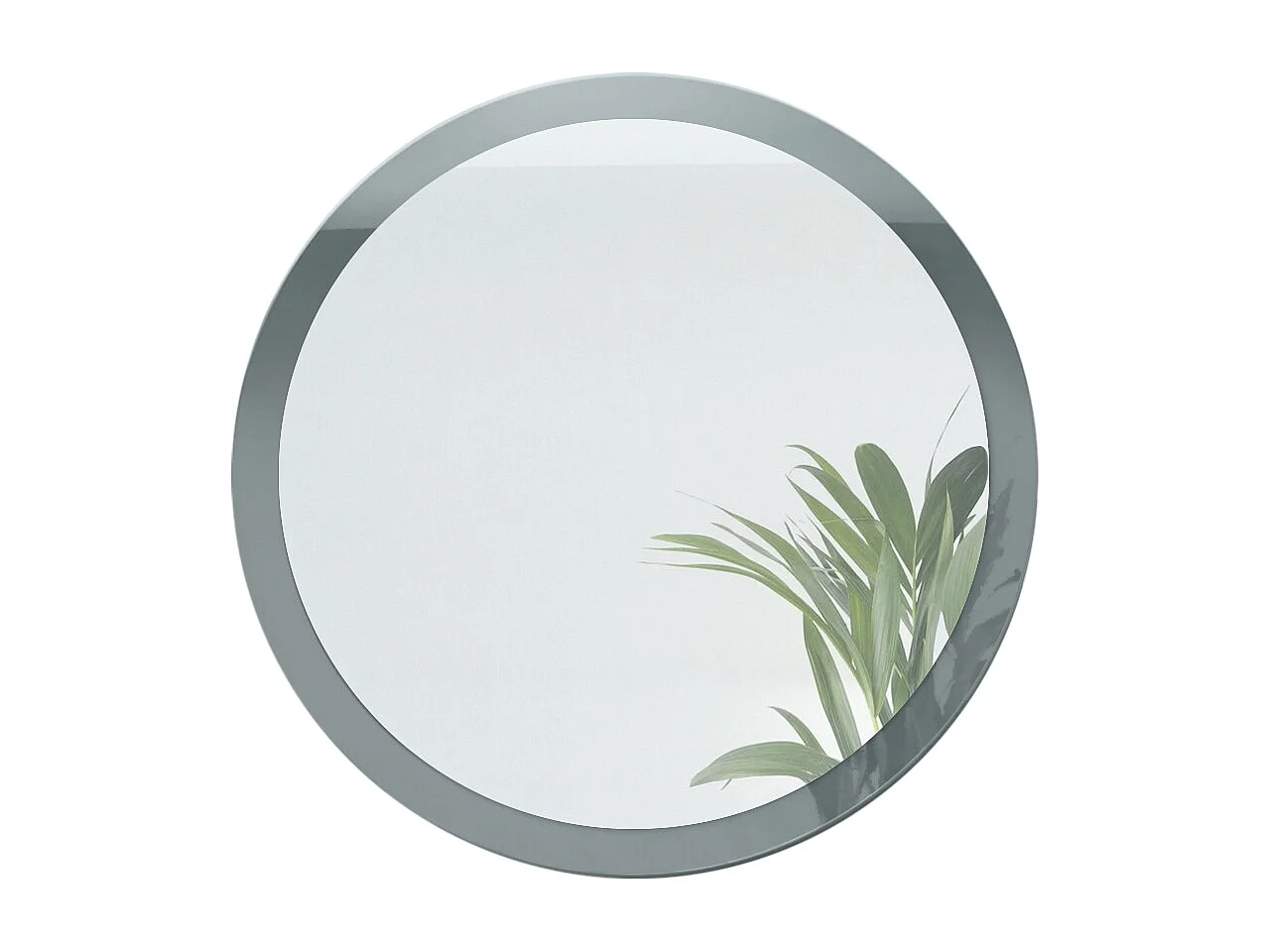 Globe Miroir 80 cm, Miroir Murale Rond Décoratif pour Couloir et Salon avec Cadre en MDF en gris haute brillance