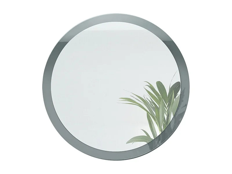 Globe Miroir 80 cm, Miroir Murale Rond Décoratif pour Couloir et Salon avec Cadre en MDF en gris haute brillance