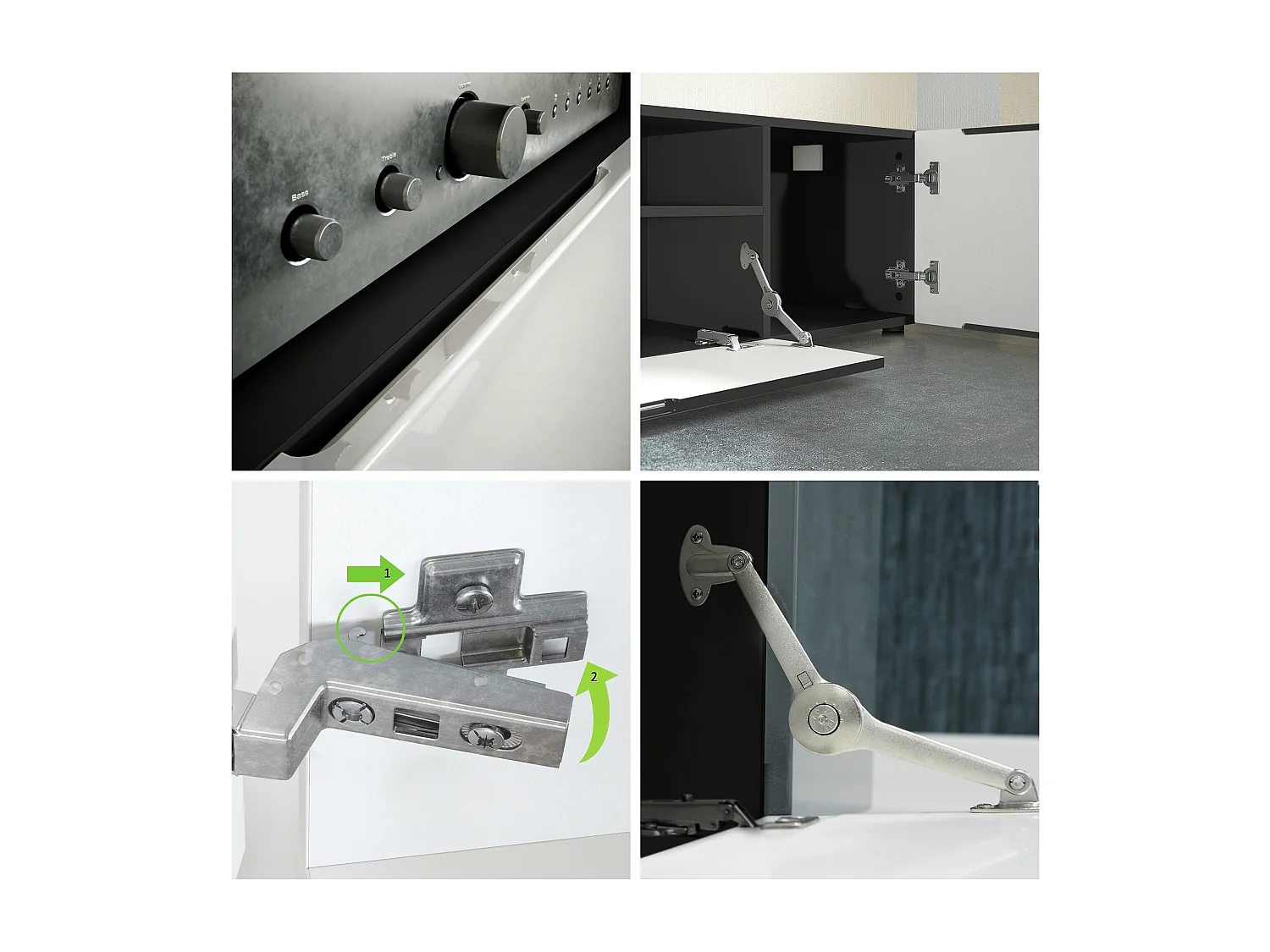 WOHNWAND Mogan Fronten in Beton Oxid Optik