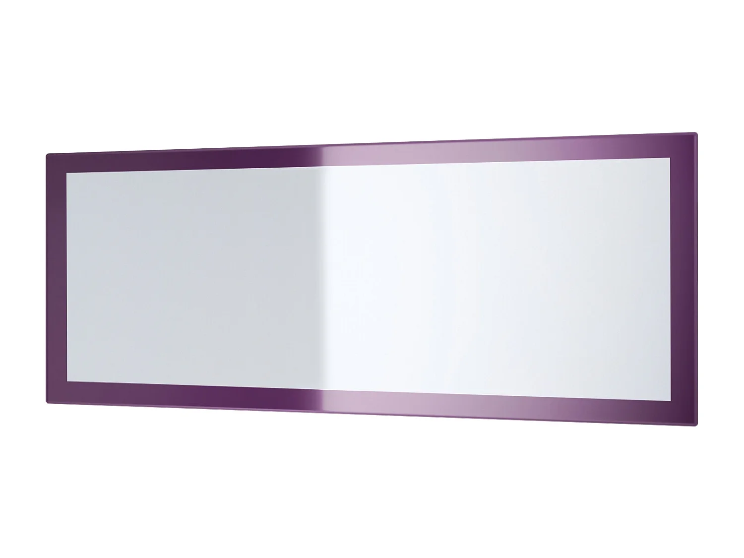 Miroir Lima, Miroir mural avec cadre de style moderne, Blanc haute brillance (139 x 55 cm)