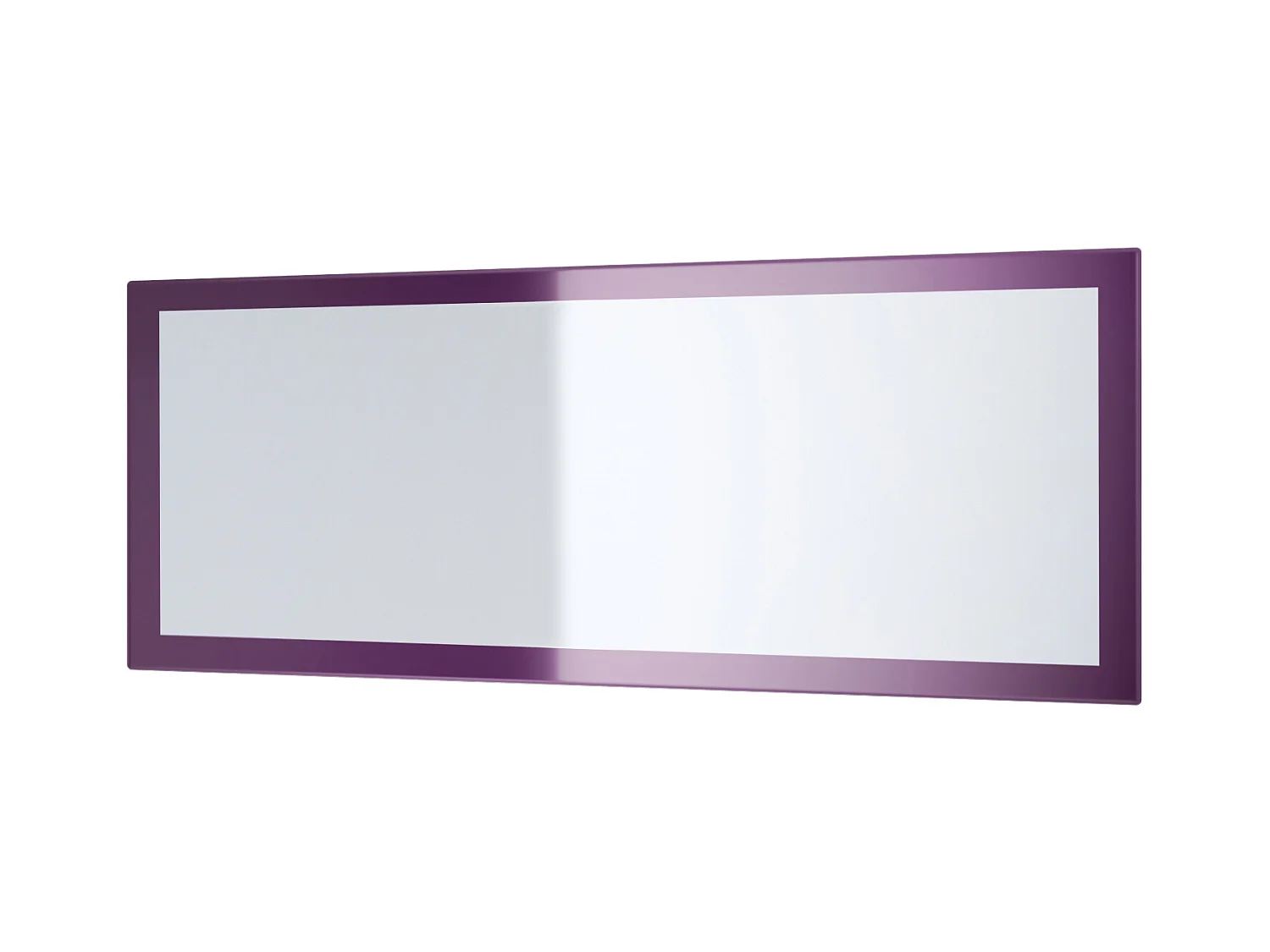 Miroir Lima, Miroir mural avec cadre de style moderne, Blanc haute brillance (139 x 55 cm)