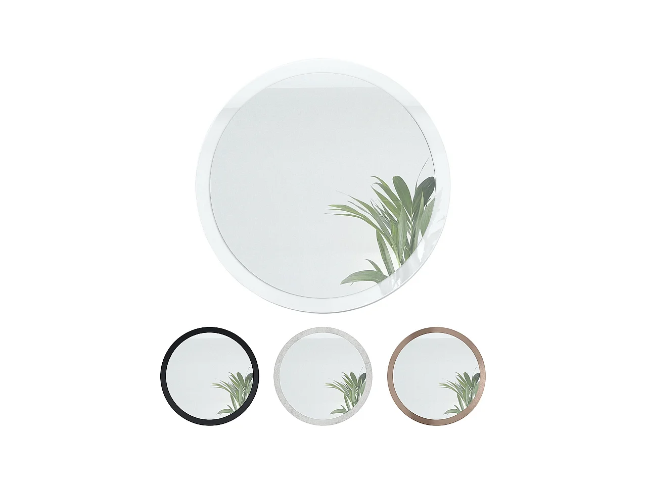 Globe Miroir 80 cm, Miroir Murale Rond Décoratif pour Couloir et Salon avec Cadre en MDF en blanc mat