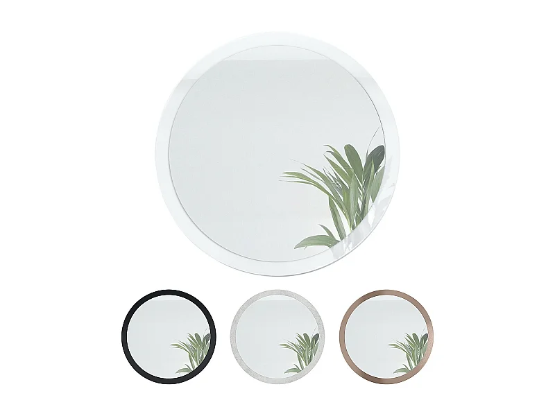 Globe Miroir 80 cm, Miroir Murale Rond Décoratif pour Couloir et Salon avec Cadre en MDF en blanc mat