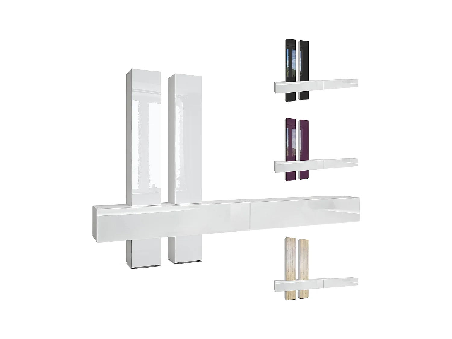 Meuble-paroi Moja de  - Blanc mat & blanc/chêne nature - Meuble-paroi moderne pour votre salon (LxHxP) 330 x 204 x 39 cm