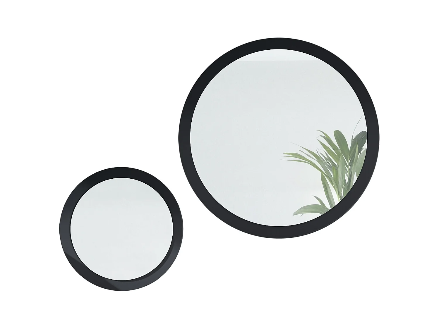 Miroir Globe Set 50 et 80 cm, 2 miroirs muraux ronds décoratifs pour l'entrée et le salon avec cadre en MDF noir mat
