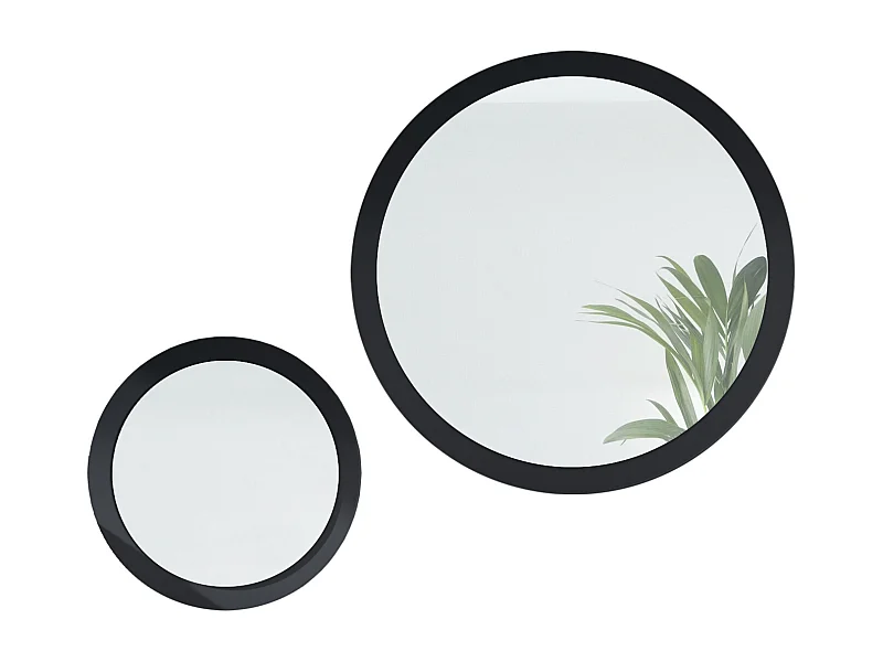 Miroir Globe Set 50 et 80 cm, 2 miroirs muraux ronds décoratifs pour l'entrée et le salon avec cadre en MDF noir mat