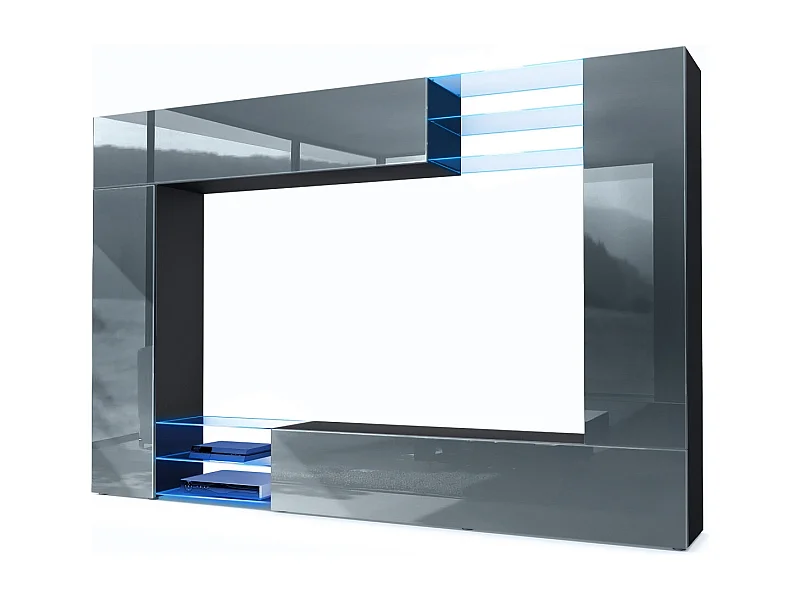 WOHNWAND Mirage Front in Grau Hochglanz