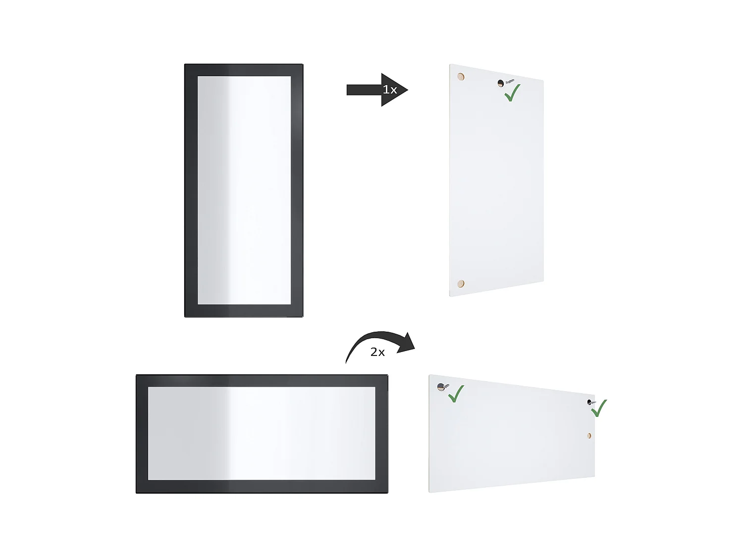 Miroir Lima, Miroir mural avec cadre de style moderne, Blanc haute brillance (110 x 52 cm)