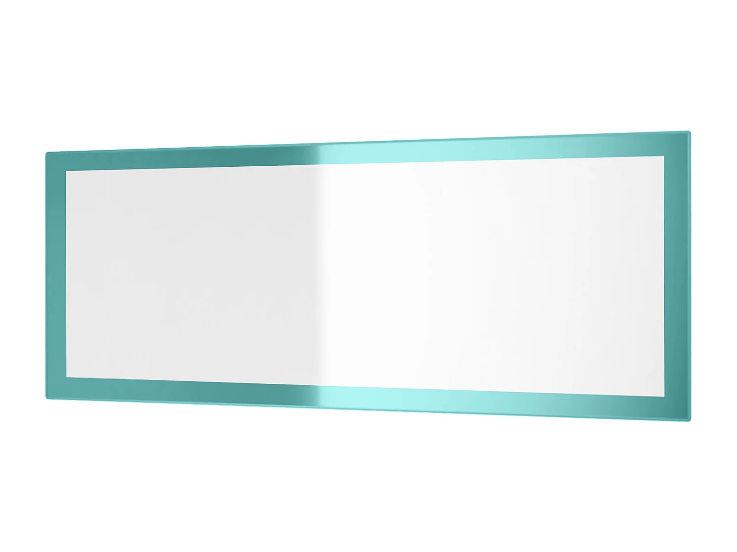 Miroir Lima, Miroir mural avec cadre de style moderne, Blanc haute brillance (139 x 55 cm)