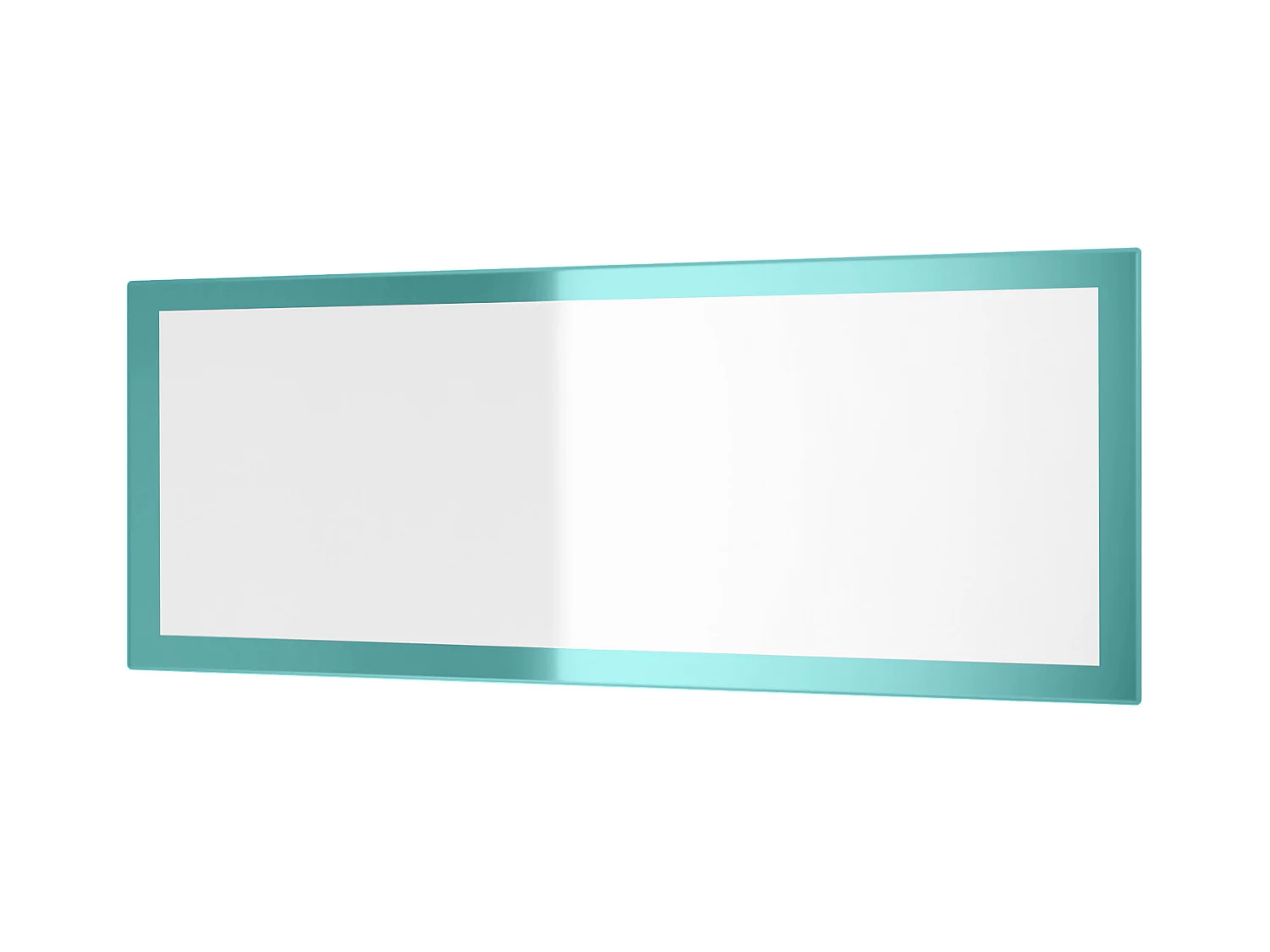 Miroir Lima, Miroir mural avec cadre de style moderne, Blanc haute brillance (139 x 55 cm)