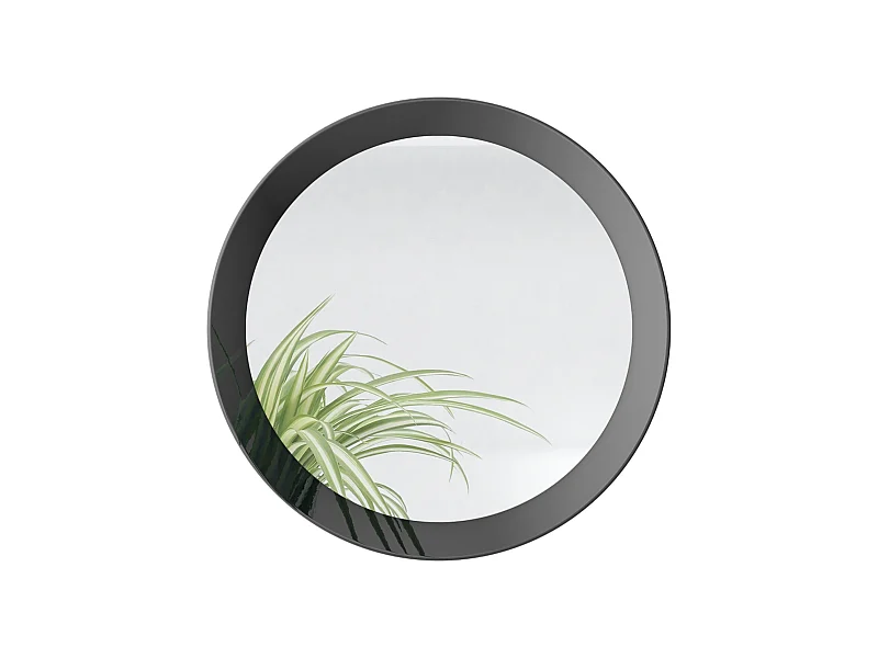 Espejo Globe 50 cm, Espejo de Pared Redondo Decorativo para Recibidor y Sala de Estar con Marco de MDF en negro de alto brillo