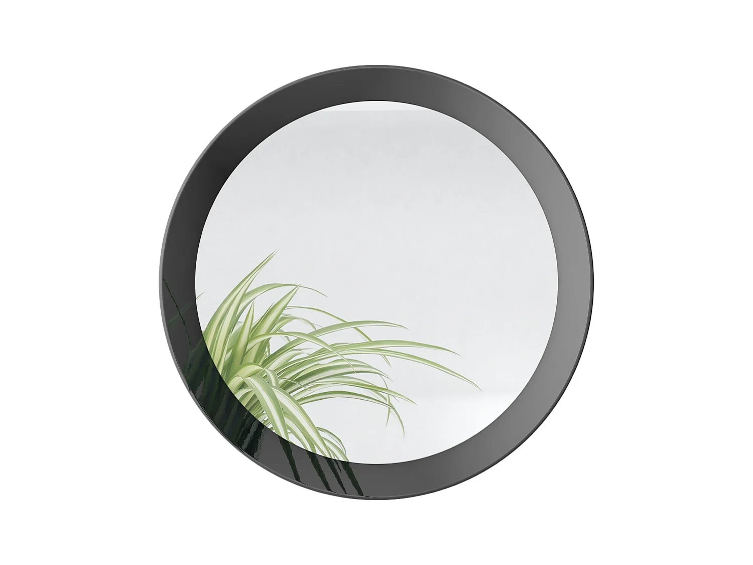 Globe Miroir 50 cm, Miroir Murale Rond Décoratif pour Couloir et Salon avec Cadre en MDF en noir haute brillance