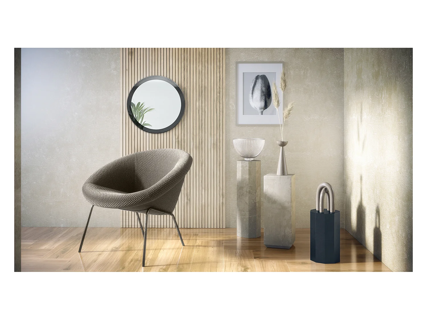 Globe Miroir 50 cm, Miroir Murale Rond Décoratif pour Couloir et Salon avec Cadre en MDF en noir haute brillance