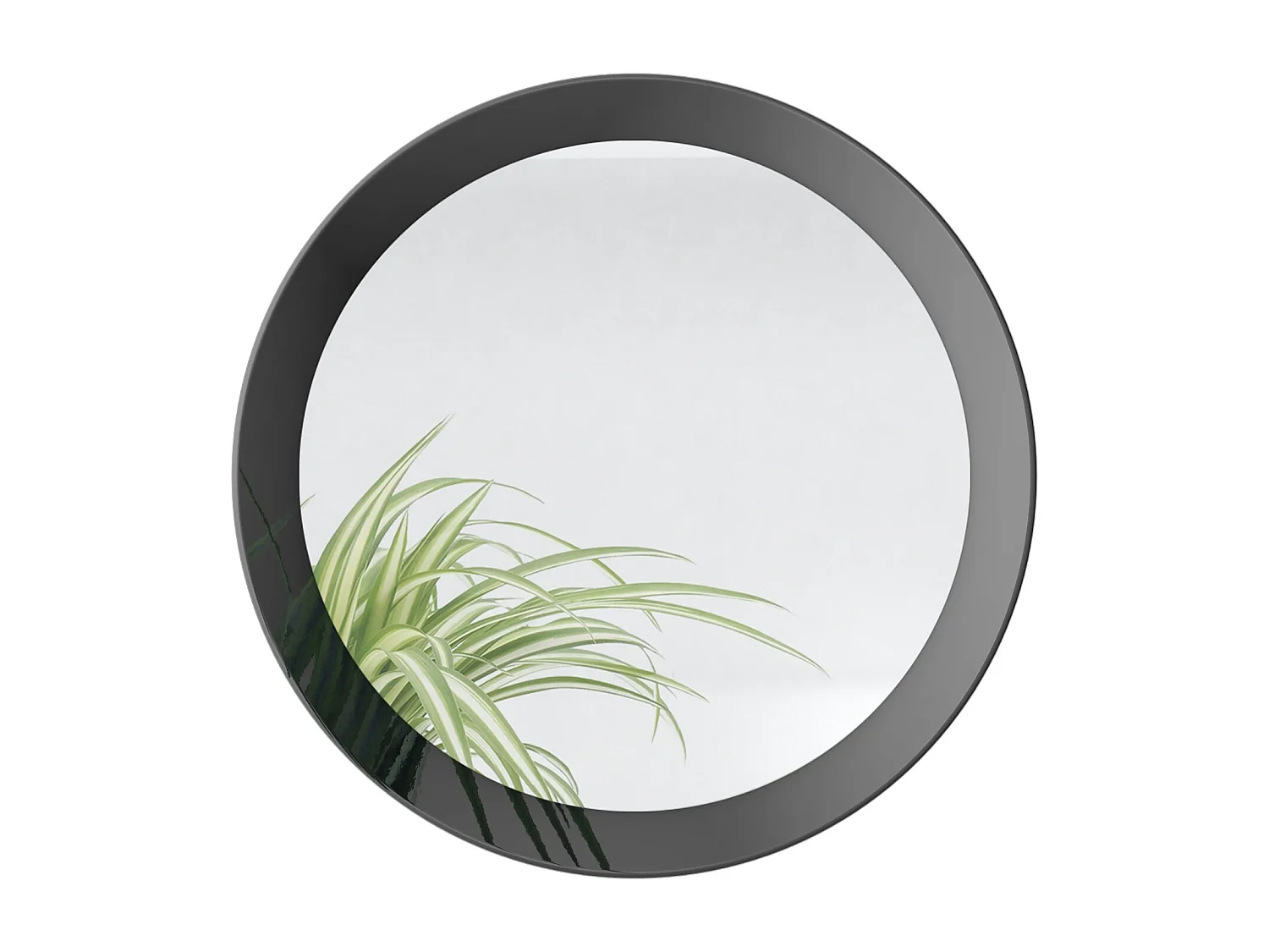 Globe Miroir 50 cm, Miroir Murale Rond Décoratif pour Couloir et Salon avec Cadre en MDF en noir haute brillance