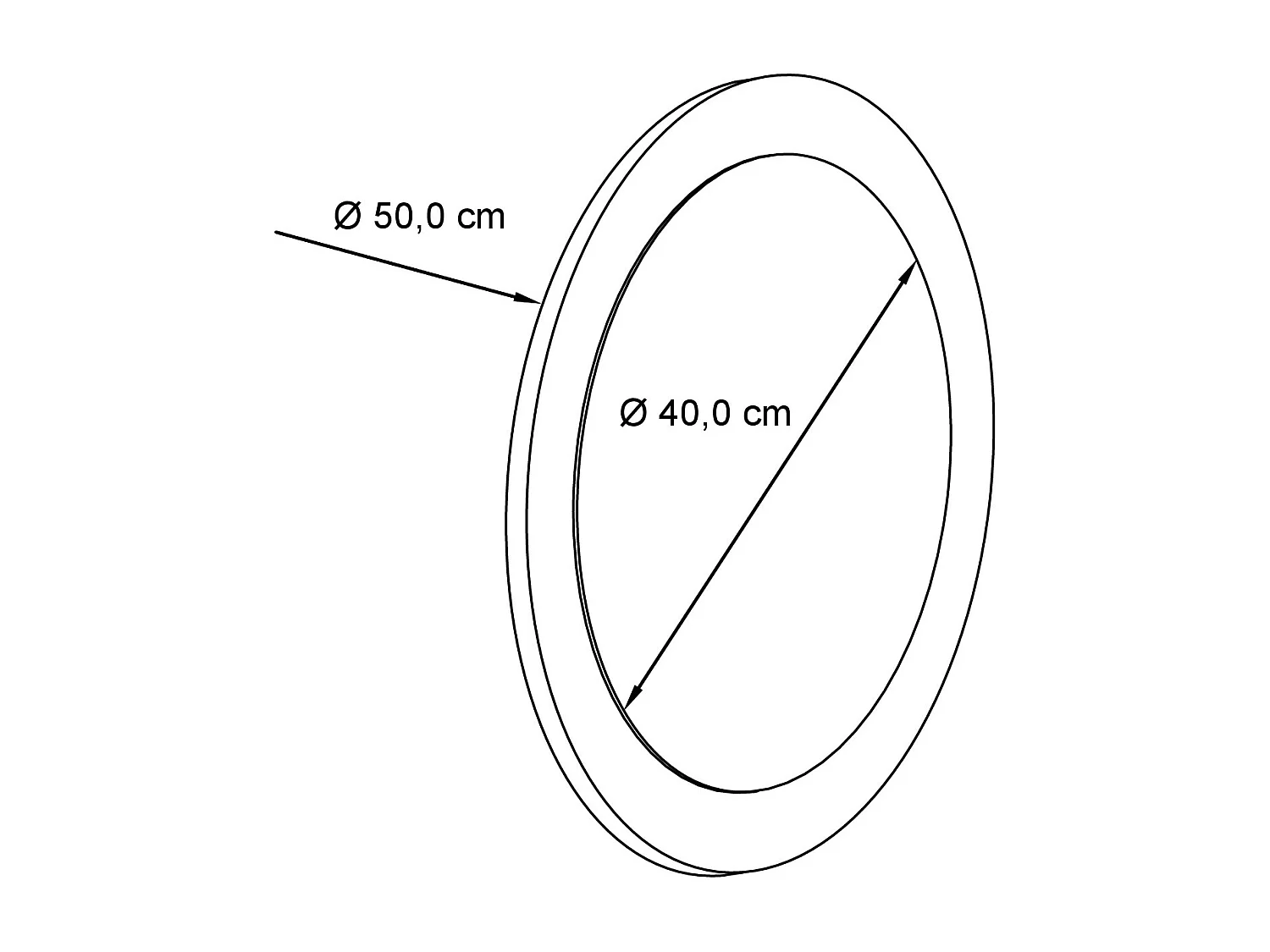 Globe Miroir 50 cm, Miroir Murale Rond Décoratif pour Couloir et Salon avec Cadre en MDF en noir haute brillance