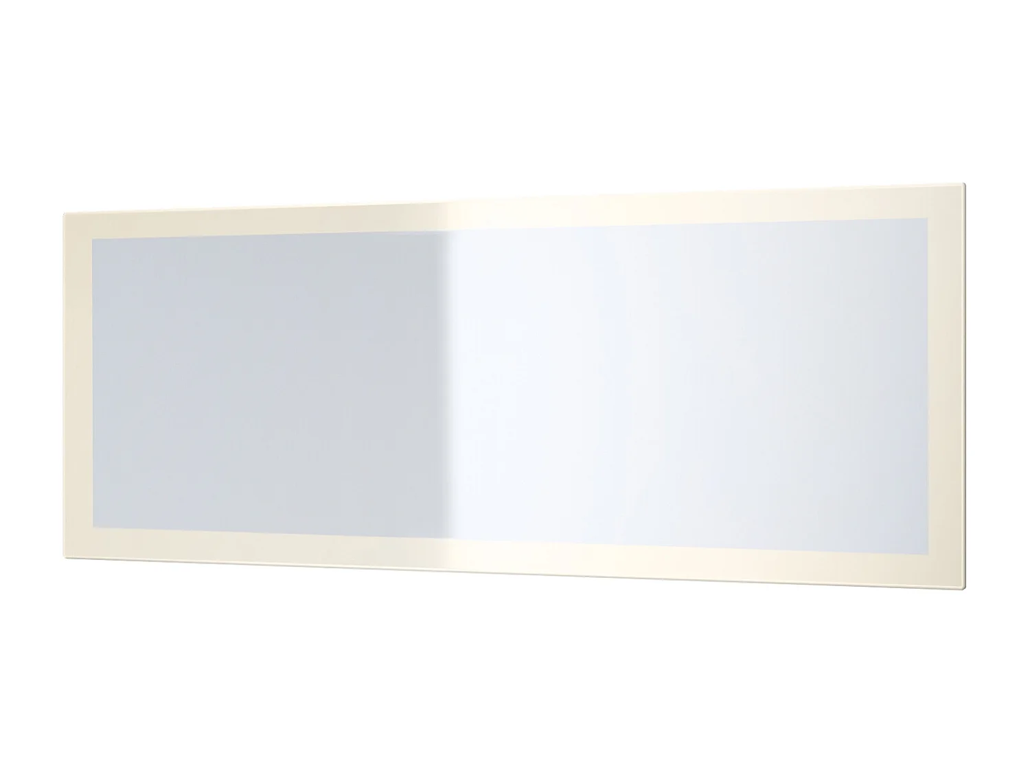 Miroir Lima, Miroir mural avec cadre de style moderne, Blanc haute brillance (139 x 55 cm)