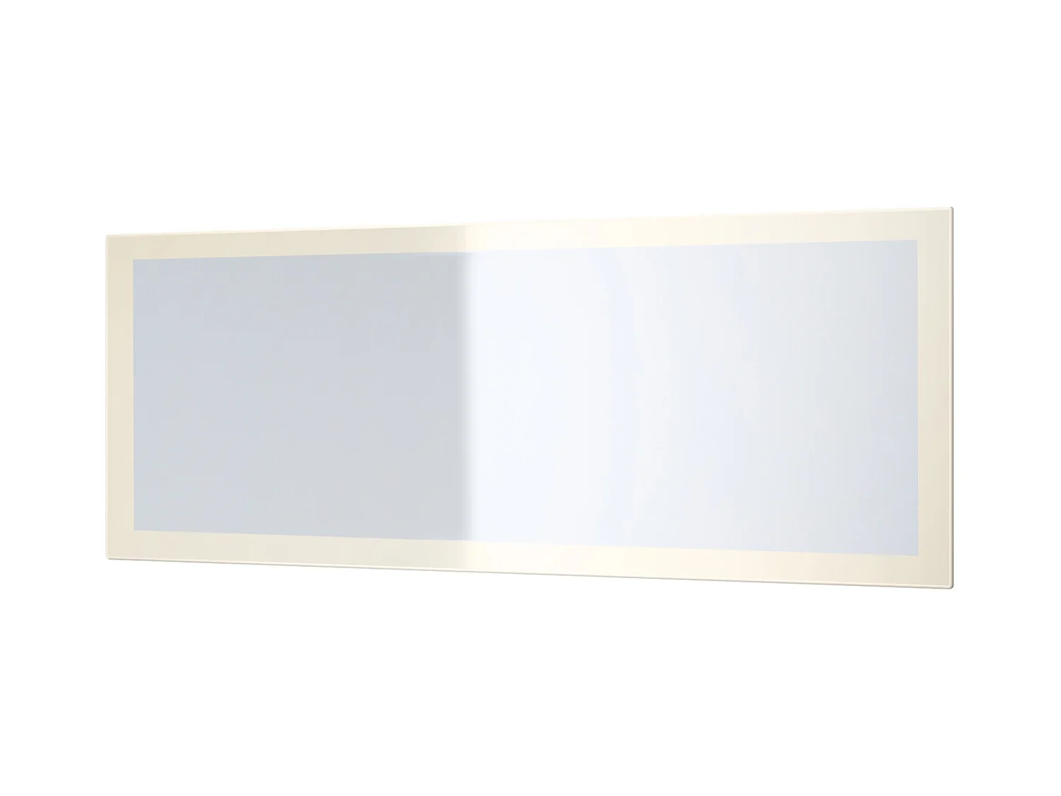 Miroir Lima, Miroir mural avec cadre de style moderne, Blanc haute brillance (139 x 55 cm)