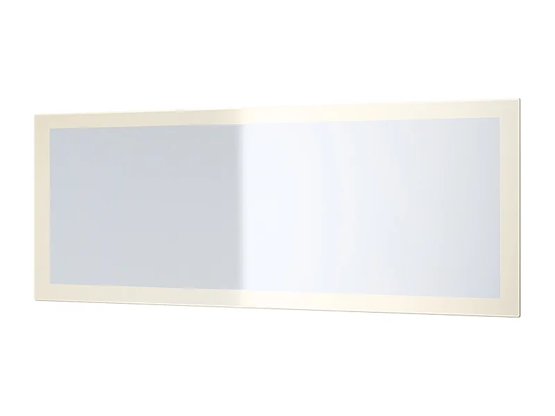 Miroir Lima, Miroir mural avec cadre de style moderne, Blanc haute brillance (139 x 55 cm)