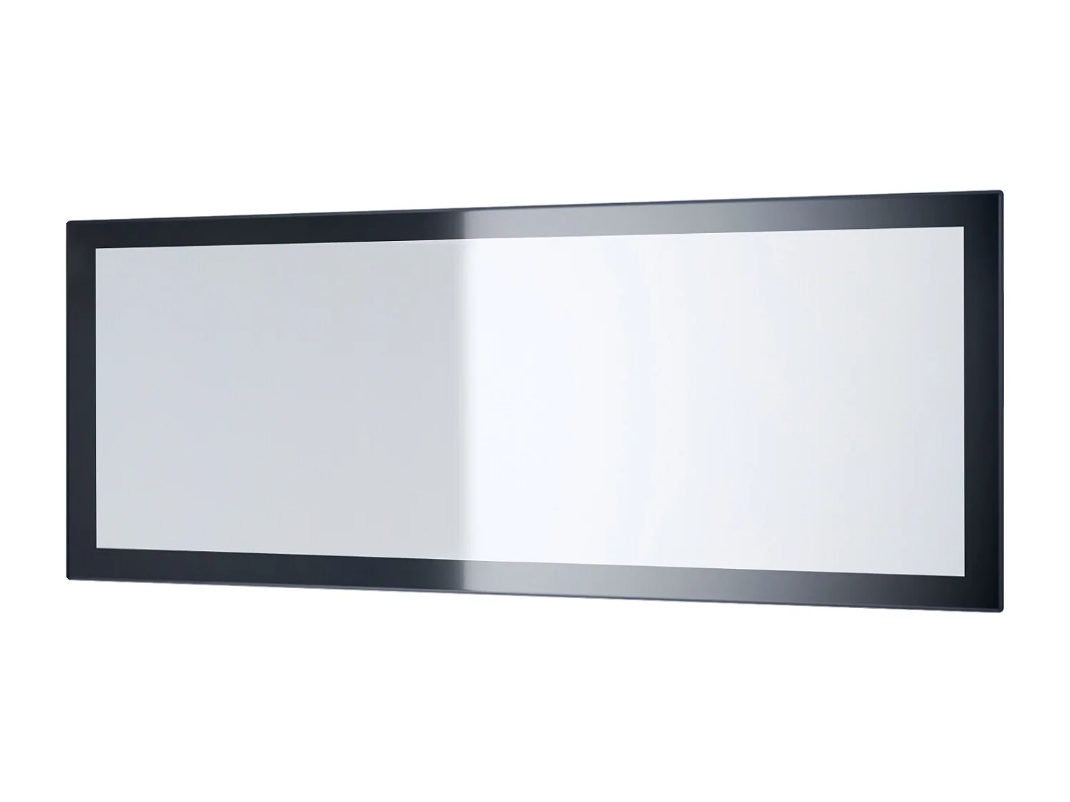 Miroir Lima, Miroir mural avec cadre de style moderne, Blanc haute brillance (139 x 55 cm)