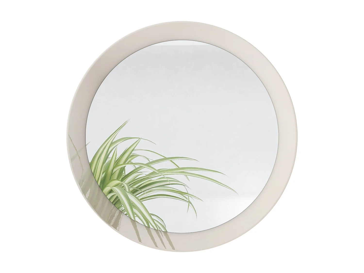 Globe Miroir 50 cm, Miroir Murale Rond Décoratif pour Couloir et Salon avec Cadre en MDF en gris sable haute brillance