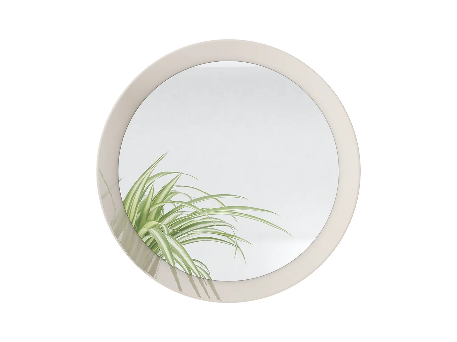 Globe Miroir 50 cm, Miroir Murale Rond Décoratif pour Couloir et Salon avec Cadre en MDF en gris sable haute brillance