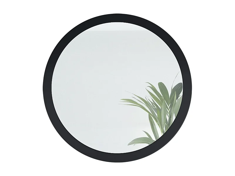 Globe Miroir 80 cm, Miroir Murale Rond Décoratif pour Couloir et Salon avec Cadre en MDF en noir mat