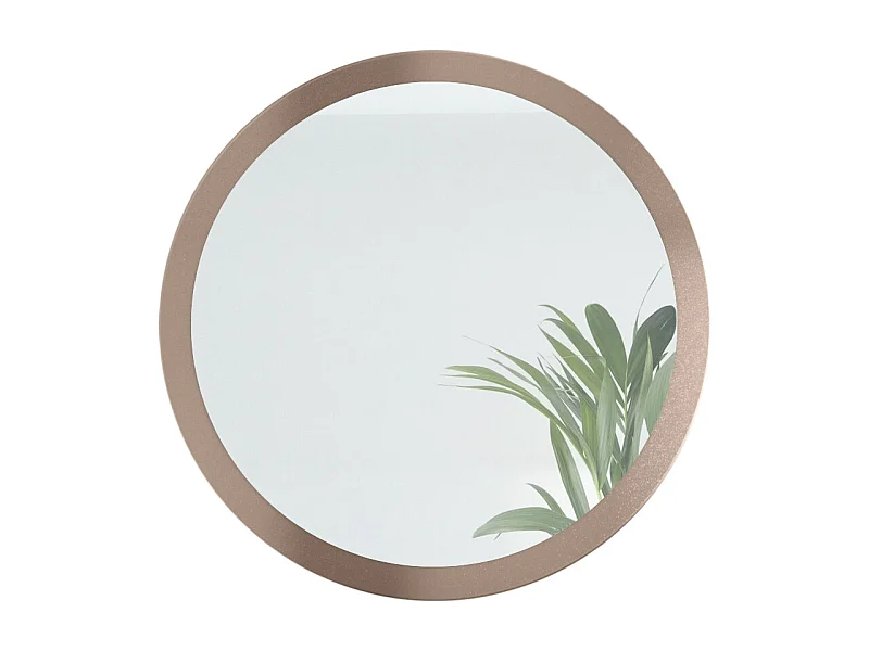 Globe Miroir 80 cm, Miroir Murale Rond Décoratif pour Couloir et Salon avec Cadre en MDF en aspect bronzé