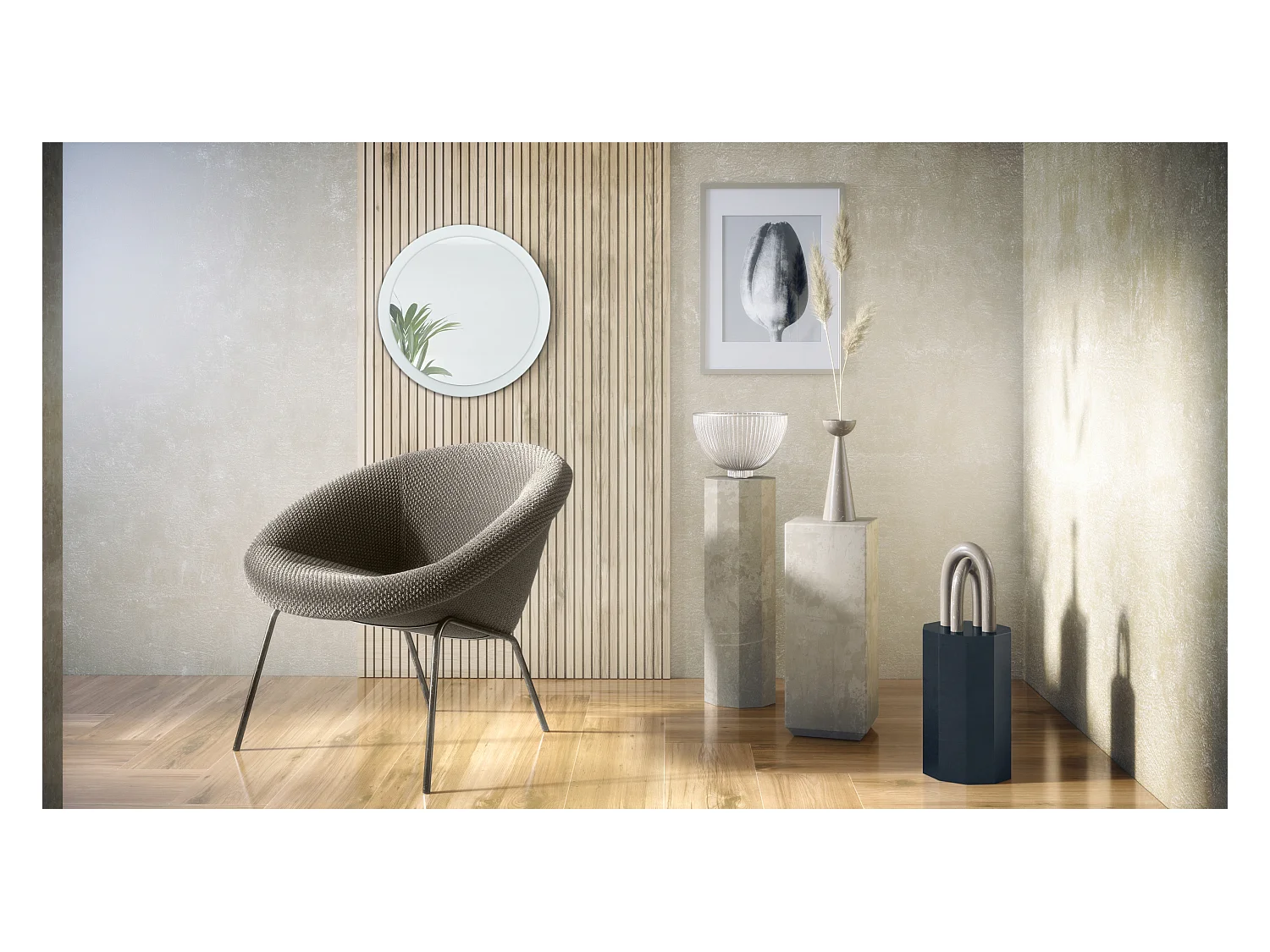 Globe Miroir 50 cm, Miroir Murale Rond Décoratif pour Couloir et Salon avec Cadre en MDF en blanc mat