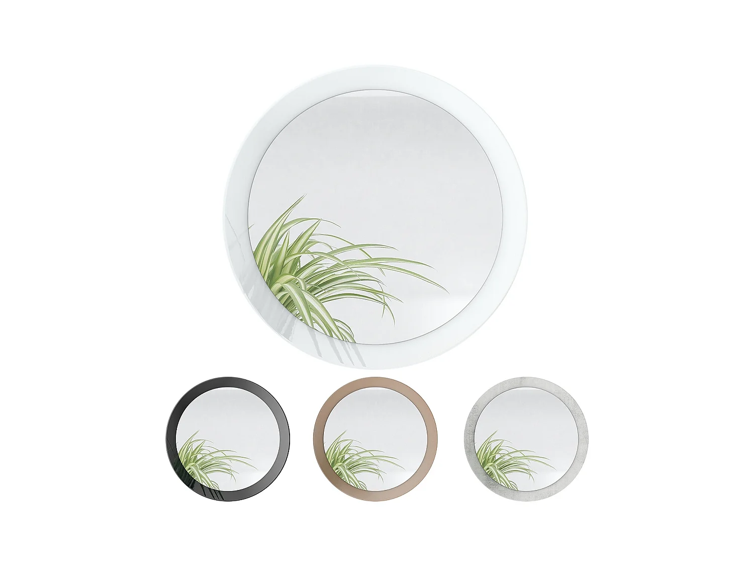 Globe Miroir 50 cm, Miroir Murale Rond Décoratif pour Couloir et Salon avec Cadre en MDF en blanc mat