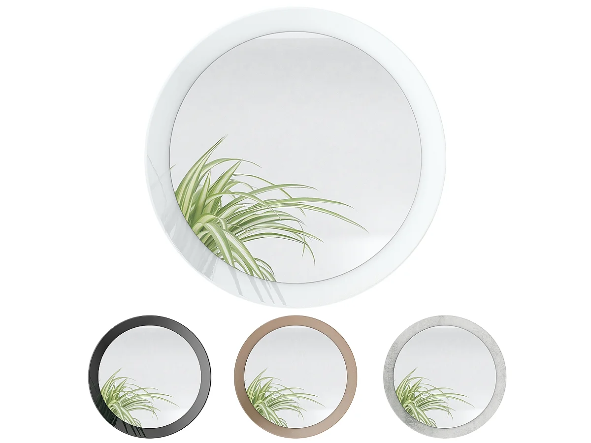 Globe Miroir 50 cm, Miroir Murale Rond Décoratif pour Couloir et Salon avec Cadre en MDF en blanc mat