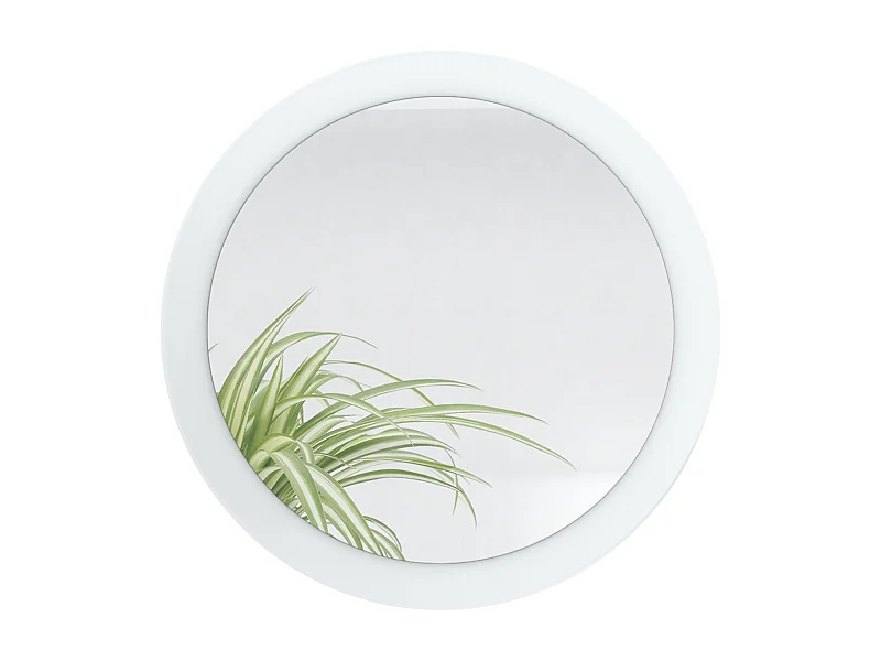 Globe Miroir 50 cm, Miroir Murale Rond Décoratif pour Couloir et Salon avec Cadre en MDF en blanc mat