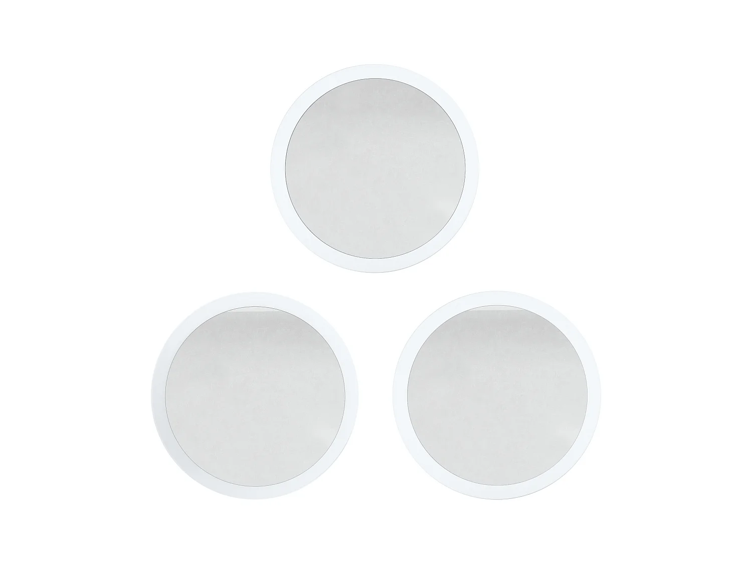 Miroir Globe 50 cm, lot de 3, miroirs muraux ronds décoratifs pour l'entrée et le salon avec cadre en MDF aspect bronzé