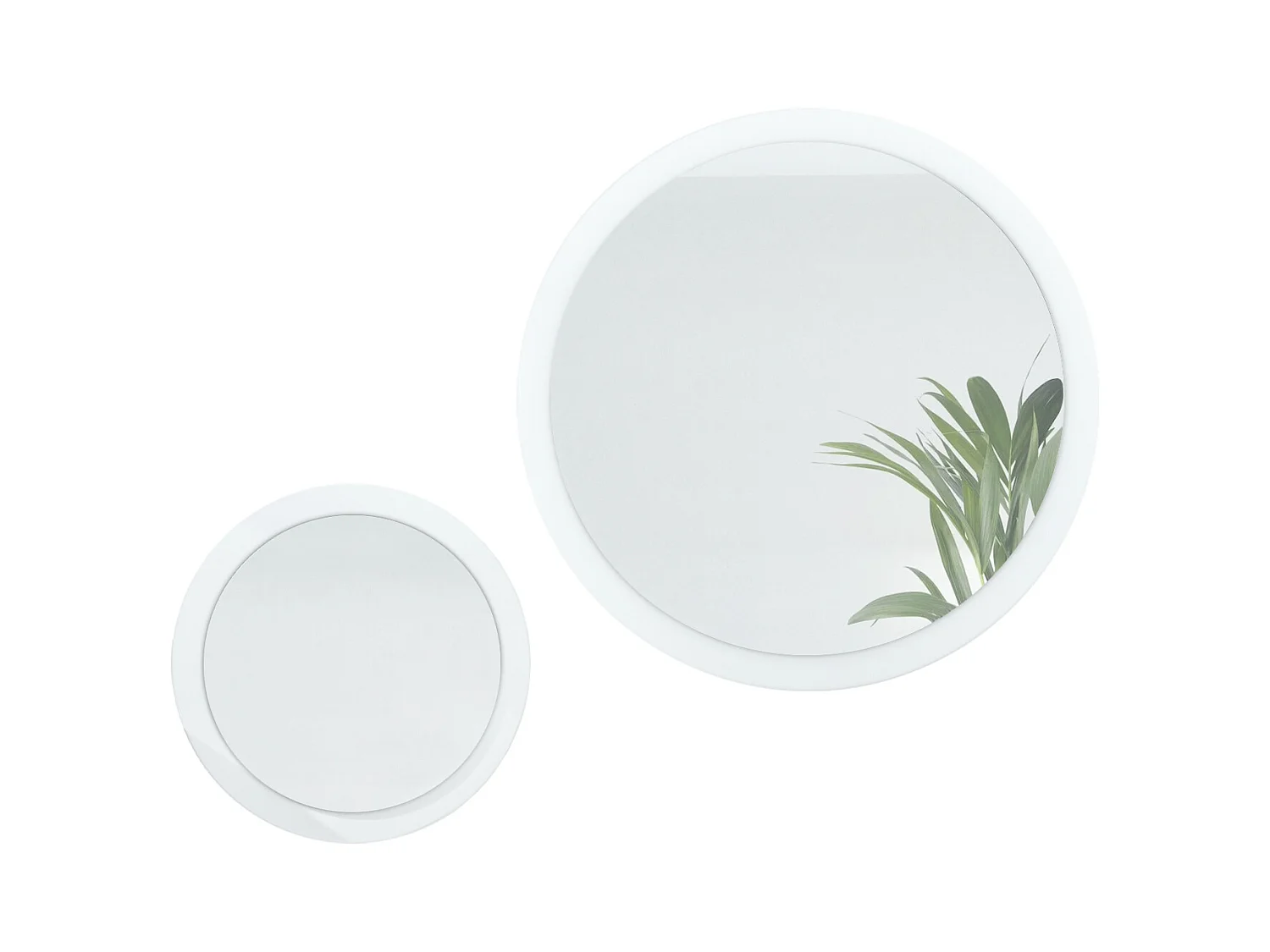 Miroir Globe Set 50 et 80 cm, 2 miroirs muraux ronds décoratifs pour l'entrée et le salon avec cadre en MDF blanc mat