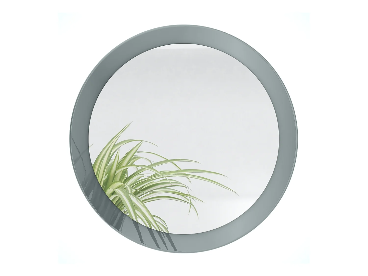 Globe Miroir 50 cm, Miroir Murale Rond Décoratif pour Couloir et Salon avec Cadre en MDF en gris haute brillance