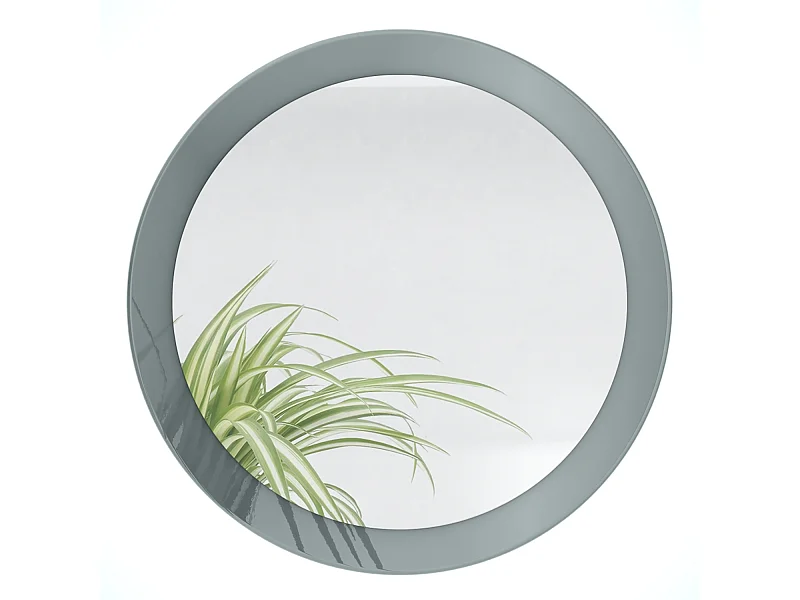 Globe Miroir 50 cm, Miroir Murale Rond Décoratif pour Couloir et Salon avec Cadre en MDF en gris haute brillance