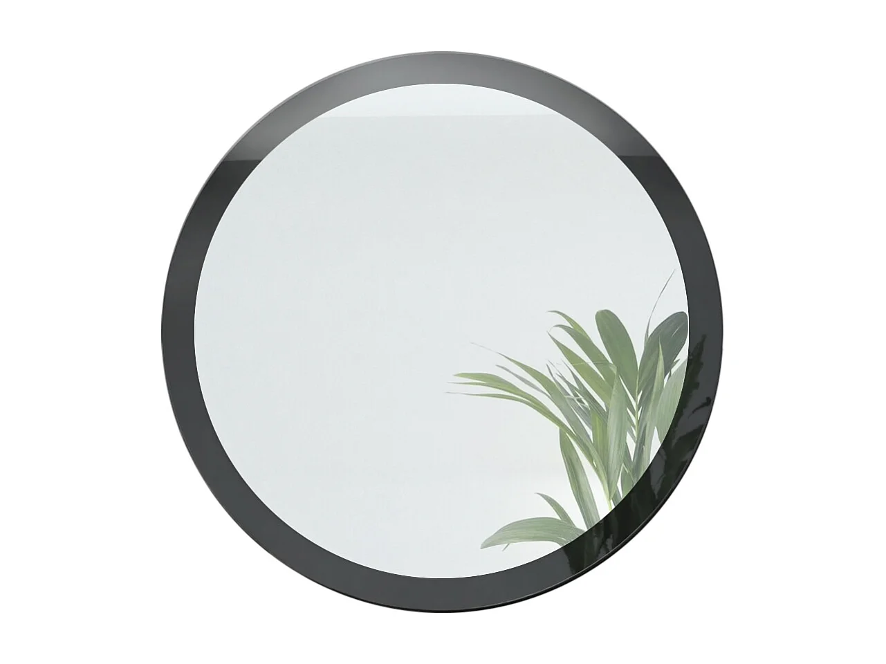 Globe Miroir 80 cm, Miroir Murale Rond Décoratif pour Couloir et Salon avec Cadre en MDF en noir haute brillance