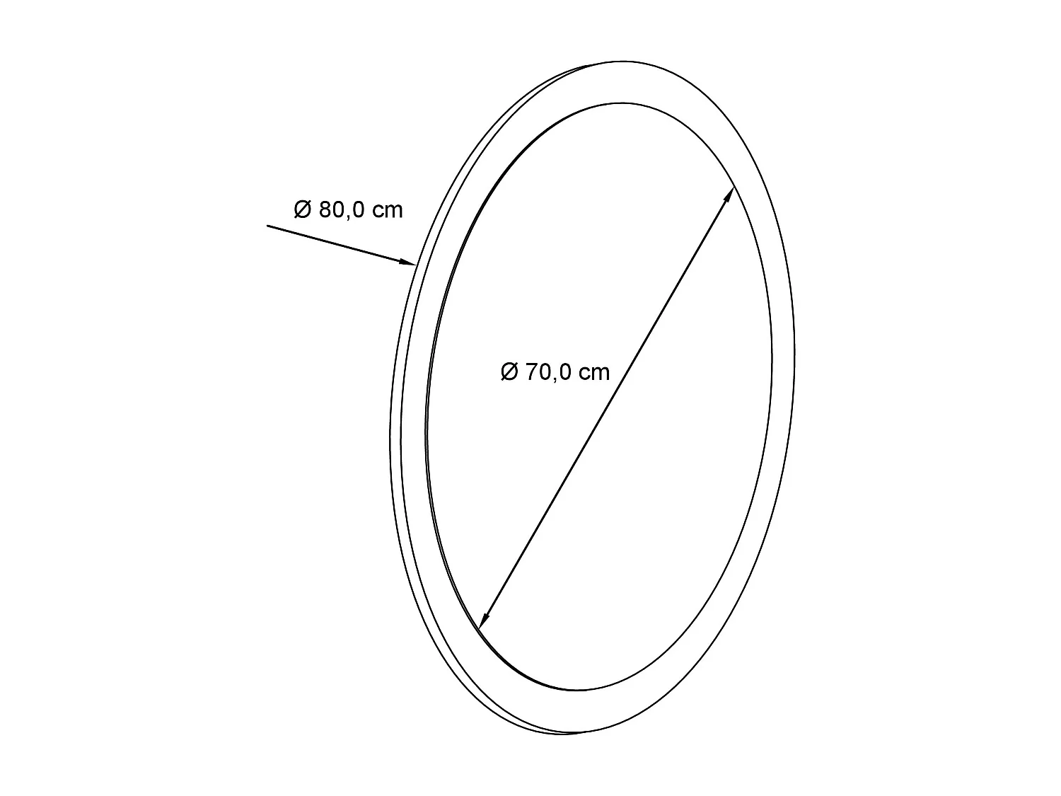 Globe Miroir 80 cm, Miroir Murale Rond Décoratif pour Couloir et Salon avec Cadre en MDF en noir haute brillance
