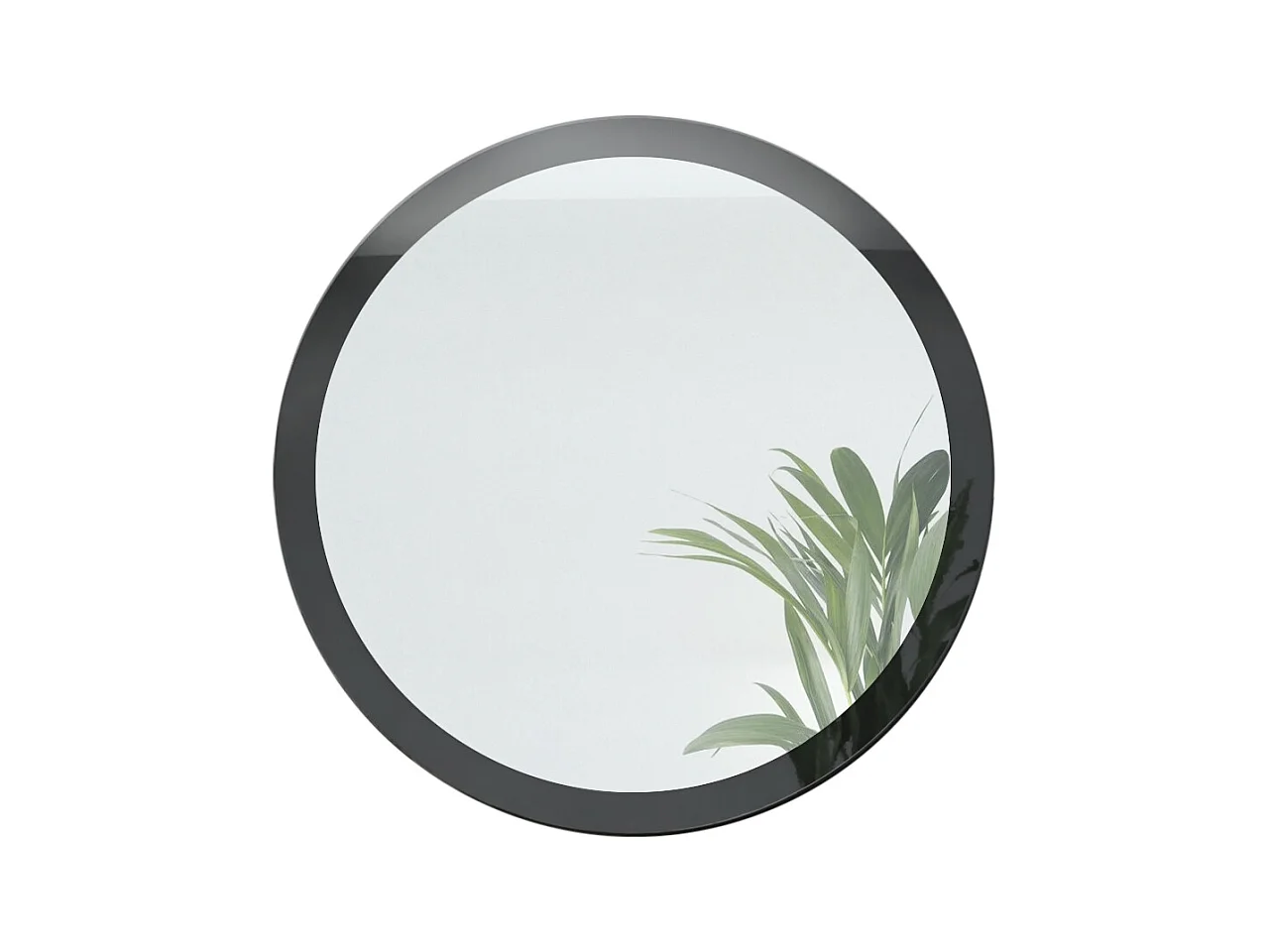 Globe Miroir 80 cm, Miroir Murale Rond Décoratif pour Couloir et Salon avec Cadre en MDF en noir haute brillance