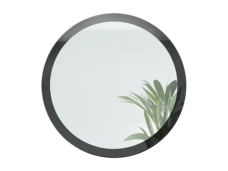 Globe Miroir 80 cm, Miroir Murale Rond Décoratif pour Couloir et Salon avec Cadre en MDF en noir haute brillance