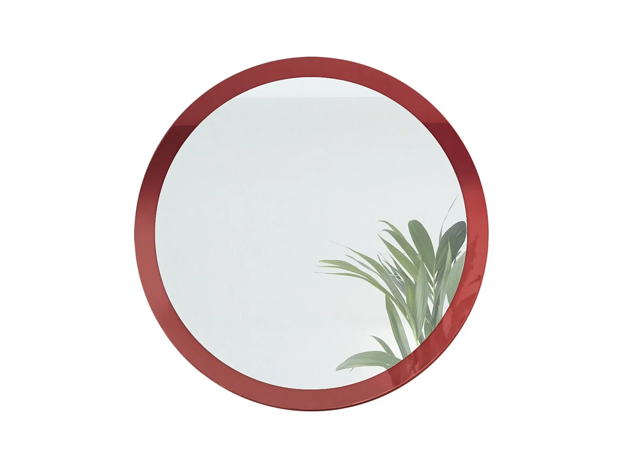 Globe Miroir 80 cm, Miroir Murale Rond Décoratif pour Couloir et Salon avec Cadre en MDF en bordeaux haute brillance