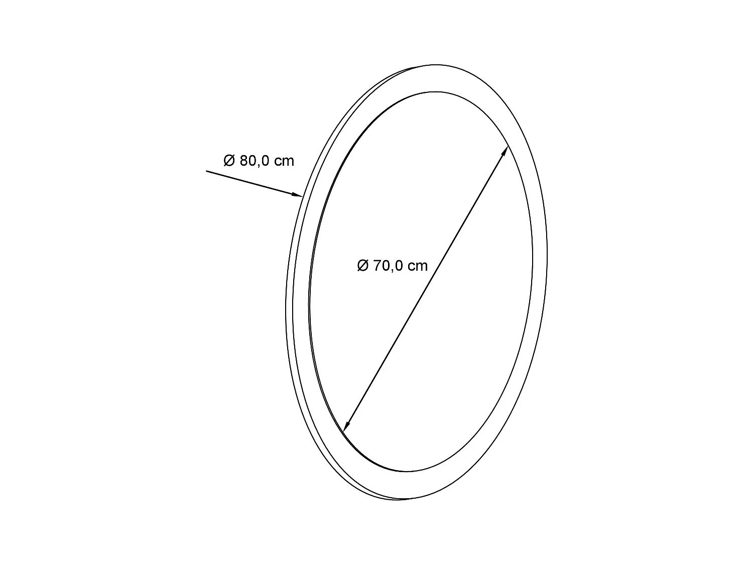 Globe Miroir 80 cm, Miroir Murale Rond Décoratif pour Couloir et Salon avec Cadre en MDF en aspect béton oxyde
