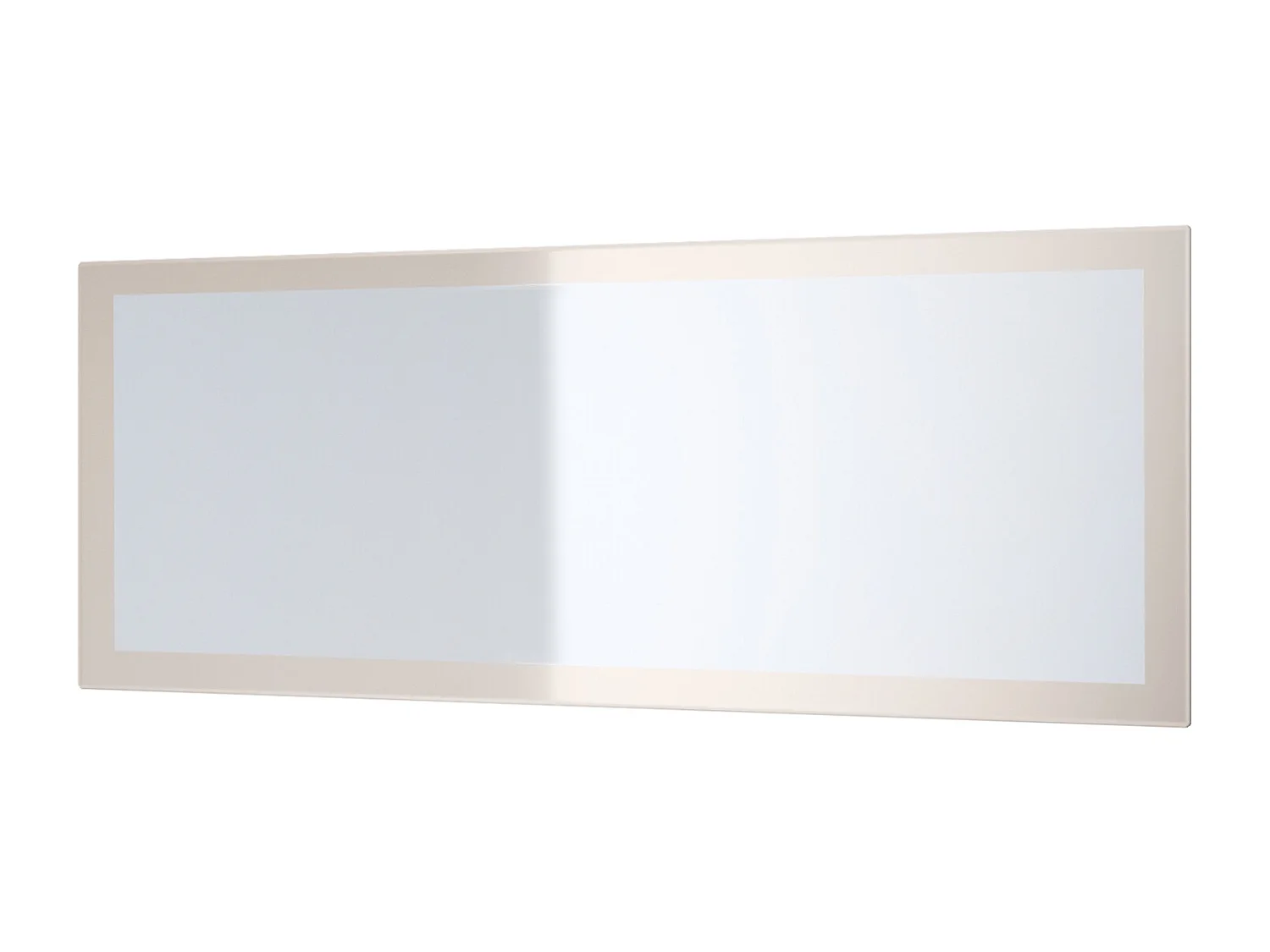 Miroir Lima, Miroir mural avec cadre de style moderne, Blanc haute brillance (139 x 55 cm)