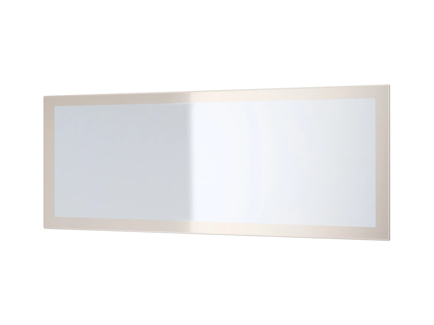 Miroir Lima, Miroir mural avec cadre de style moderne, Blanc haute brillance (139 x 55 cm)
