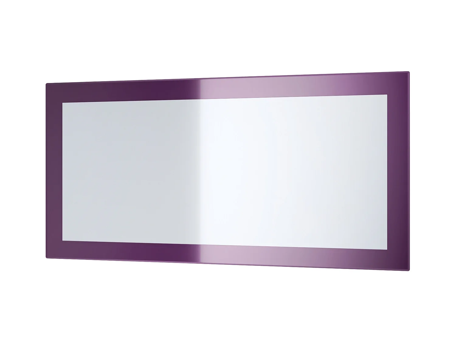 Miroir Lima, Miroir mural avec cadre de style moderne, Blanc haute brillance (89 x 45 cm)