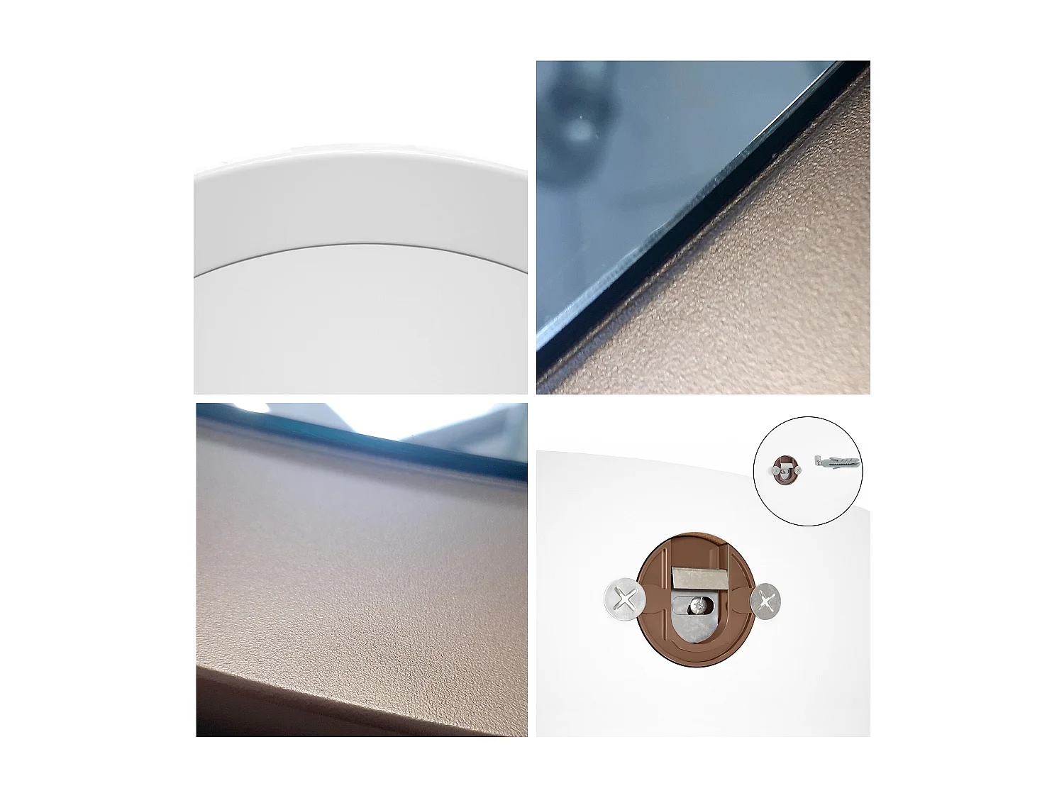 Miroir Globe 50 cm, lot de 3, miroirs muraux ronds décoratifs pour l'entrée et le salon avec cadre en MDF aspect béton oxyde