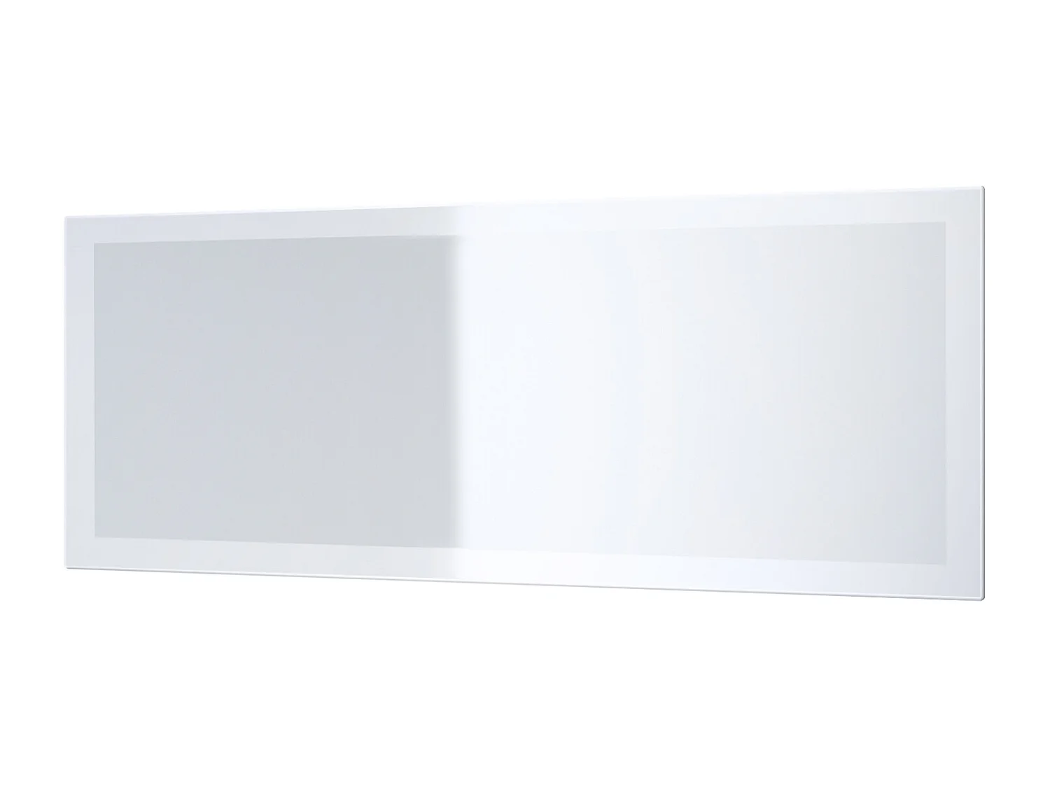 Miroir Lima, Miroir mural avec cadre de style moderne, Blanc haute brillance (139 x 55 cm)