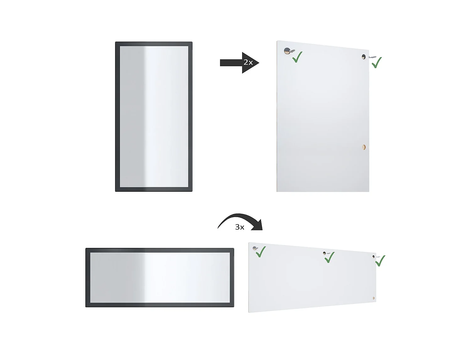 Miroir Lima, Miroir mural avec cadre de style moderne, Blanc haute brillance (139 x 55 cm)